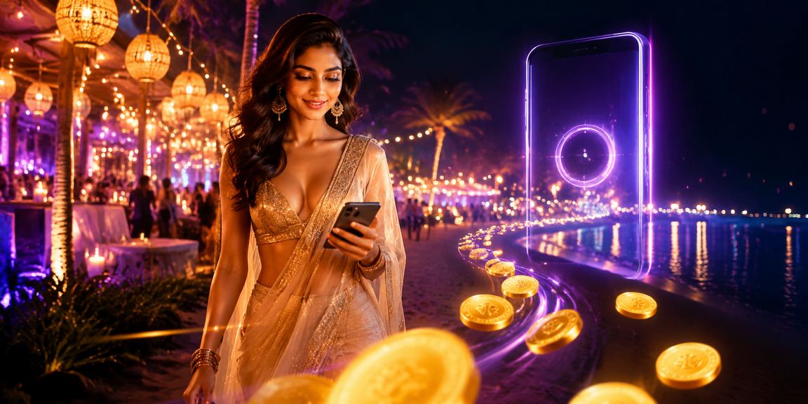 Player using mobile payments on a beach in Goa