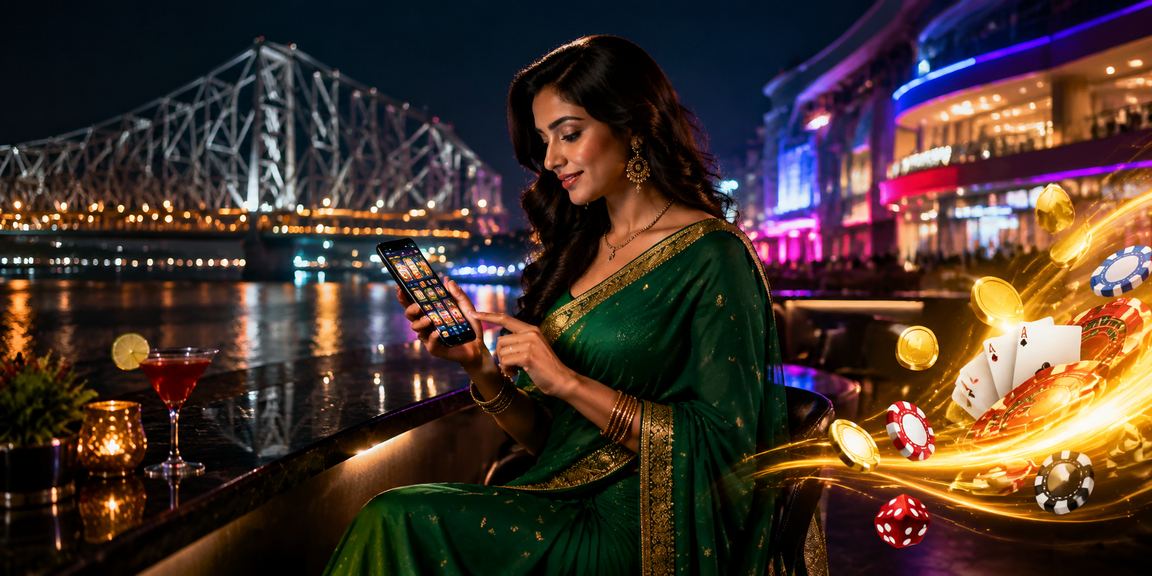 Mobile casino gaming enthusiast on Howrah Bridge in Kolkata