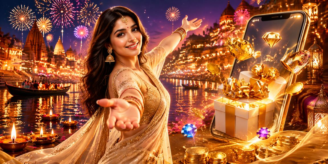 User enjoying mobile casino games at Varanasi riverfront